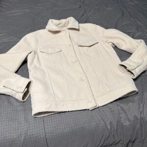 READ WASH WEAR joie polyester Button Up jacket cream Size XS